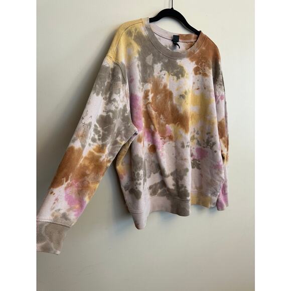 Wild Fable Tie Dye Crewneck Sweatshirt Size M Multicolor Brown Pink Yellow20 - Picture 3 of 4